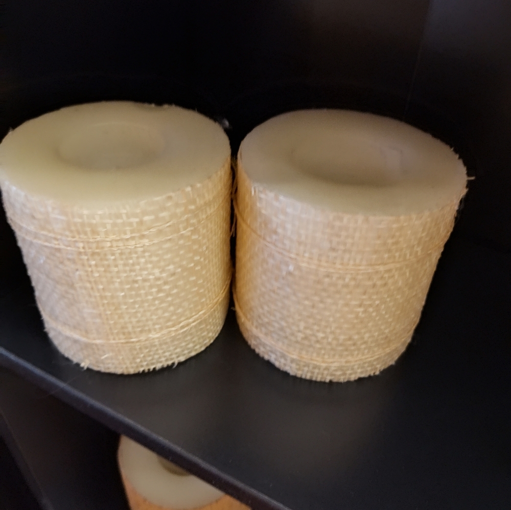 Crate&Barrel Weave Pillar 4x4 Candle Set